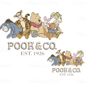 Classic Winnie the Pooh and Friends Clipart | Transparent PNG, DIY Baby Shower Birthday Invitation Party decor