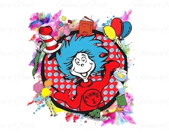 Acuarela del Dr. Seuss para imprimir a 300 DPI (PNG), Salva el planeta (PNG), Dr. Hat (PNG), El gato en el sombrero (PNG), Camiseta de maestro dedicado (PNG), La cosa