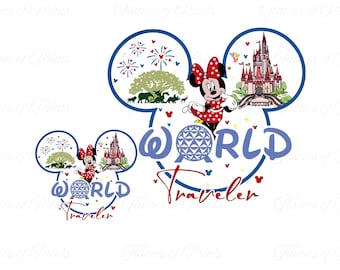 Minnie Mouse, viajero de Disney World, PNG / Descarga digital de alta resolución de 300 DPI / Castillo de Disney, Animal Kingdom, Epcot Clipart