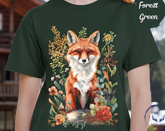 Cottagecore Cute Fox Shirt Vintage Aesthetic Unisex Cotton T-Shirt Goblincore Tee Wildflowers Fairycore Nature Forestcore Cozy Clothing Gift