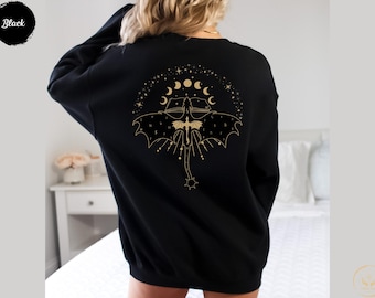 Fourth Wing Tairn Andarna Dragon Sweatshirt Fantasy Book Lover Gift Onyx Storm Basgiath Romantasy Dragon Rider Apparel Celestial Moon Phase