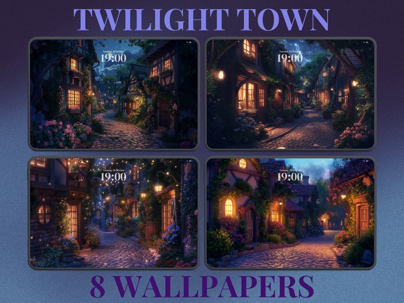 Cozy Night Twilight Town Aesthetic Desktop Wallpapers Rustic Cityscape