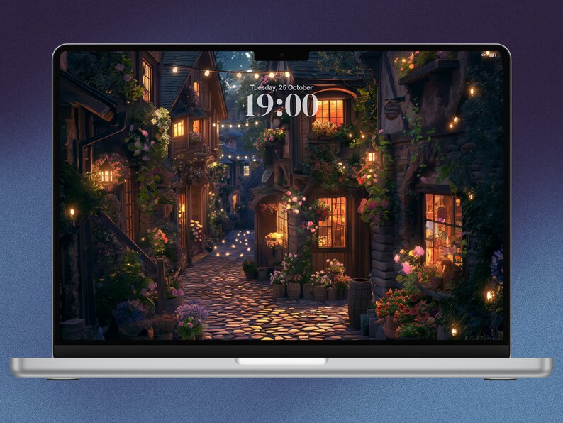 Cozy Night Twilight Town Aesthetic Desktop Wallpapers Rustic Cityscape