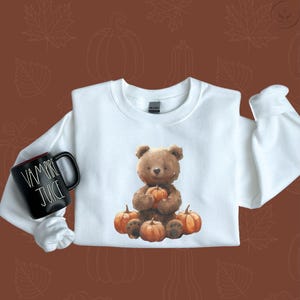 Cute Pumpkin Bear Sweatshirt Cottagecore Autumn Pumpkin Aesthetic Sweater Weather Cozy Season Pumpkin Harvest Halloween Boho Fall Gift Idea
