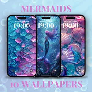Sfondi per telefoni sirena Estetica Conchiglia Spiaggia Rosa caldo Blu Oceano Conchiglia Oceano Acqua Pesce Delfino Schermata iniziale personalizzata Sfondo per iPhone HD