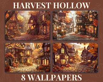 Fall Pumpkin Autumn Aesthetic Desktop Wallpapers Harvest Hollow Halloween iPad HD Background Cozy Town Rustic Orange Maple Leaf Cute Village