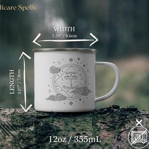 12oz enamel mug with celestial dragon design inspired by Fourth Wing and fantasy books. Perfect for Rebecca Yarros fans, book lovers, and dragon enthusiasts. Features mystical patterns, constellation-inspired art, and cozy aesthetics. Ideal fantasy merch for romantasy and Empyrean series fans. Great for bookstagram, cozy mornings, camping, or gifting. Tags: dragon aesthetic, fantasy mug, Fourth Wing merch, bookish decor, dragon gift, fantasy lover gift, booktok trending.
