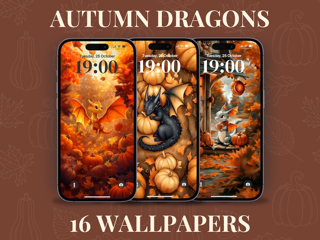 Autumn Dragon Phone Wallpapers Pumpkin Fall Aesthetic Harvest Hatchling ...