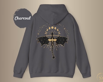 Fourth Wing Tairn Andarna Dragon Sweatshirt Hoodie Fantasy Book Gift Onyx Storm Basgiath Romantasy Dragon Rider Apparel Celestial Moon Phase