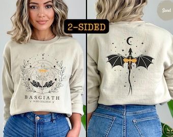 Fourth Wing Basgiath Sweatshirt 2-Sided Dragon Sweater Onyx Storm Dragon Tairn Andarna Violet Sorrengail Xaden Riorson Fantasy Lover Book