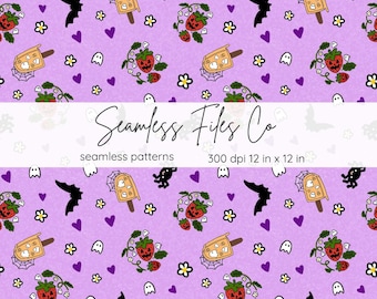 Summerween Seamless Pattern: Hand Drawn Spooky PNG File (Digital Download)