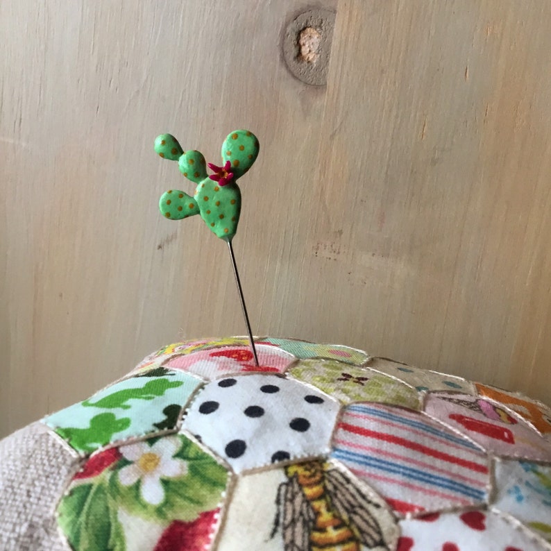 Prickly Pear Cactus Pin Topper Sewing Pin Notion Southwest Love