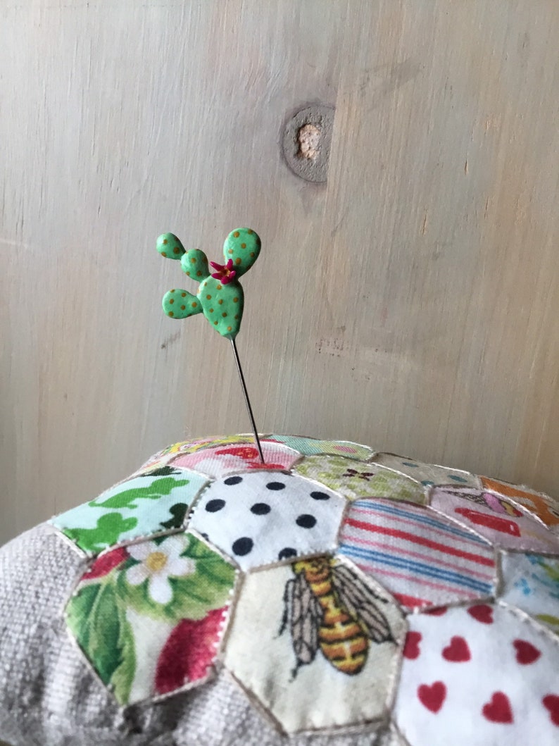 Prickly Pear Cactus Pin Topper Sewing Pin Notion Southwest Love