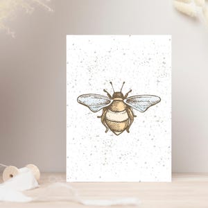 Vintage Bienen Illustration Grußkarte, faltbares Briefpapier, rustikale Honigbienen Karte für alle Gelegenheiten