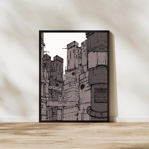 Cyberpunk Cityscape Wall Art Print-Immersive Cyberpunk Cityscape Print-Digital Cyberpunk Cityscape Art-Contemporary Wall Print- Modern Wall