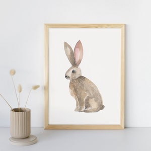 Sweet Bunny Watercolor Print: Nursery Art Poster (Digital Download)