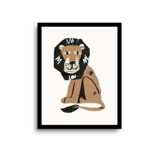 Póster ecológico del Rey León para habitación infantil: impresión artística de la jungla de descarga instantánea: linda decoración de guardería de safari: animales de la jungla de descarga instantánea
