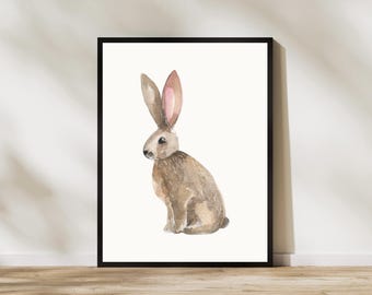 Sweet Bunny Watercolor Print: Nursery Art Poster (Digital Download)