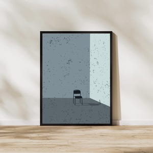 Minimalist Chair Shadow Art Print: Chic Monochrome Decor (Digital Download)