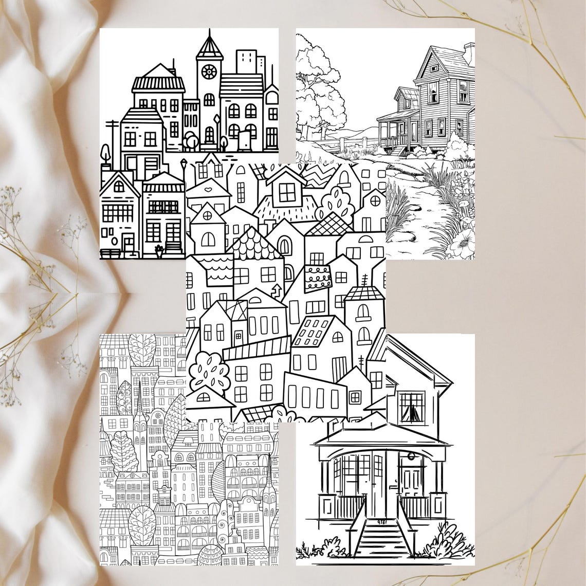 Printable House Coloring Pages | Digital Download | Cozy & Detailed ...