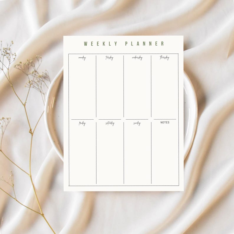Minimalist Weekly Planner Printable Clean and Simple Weekly Layout for ...