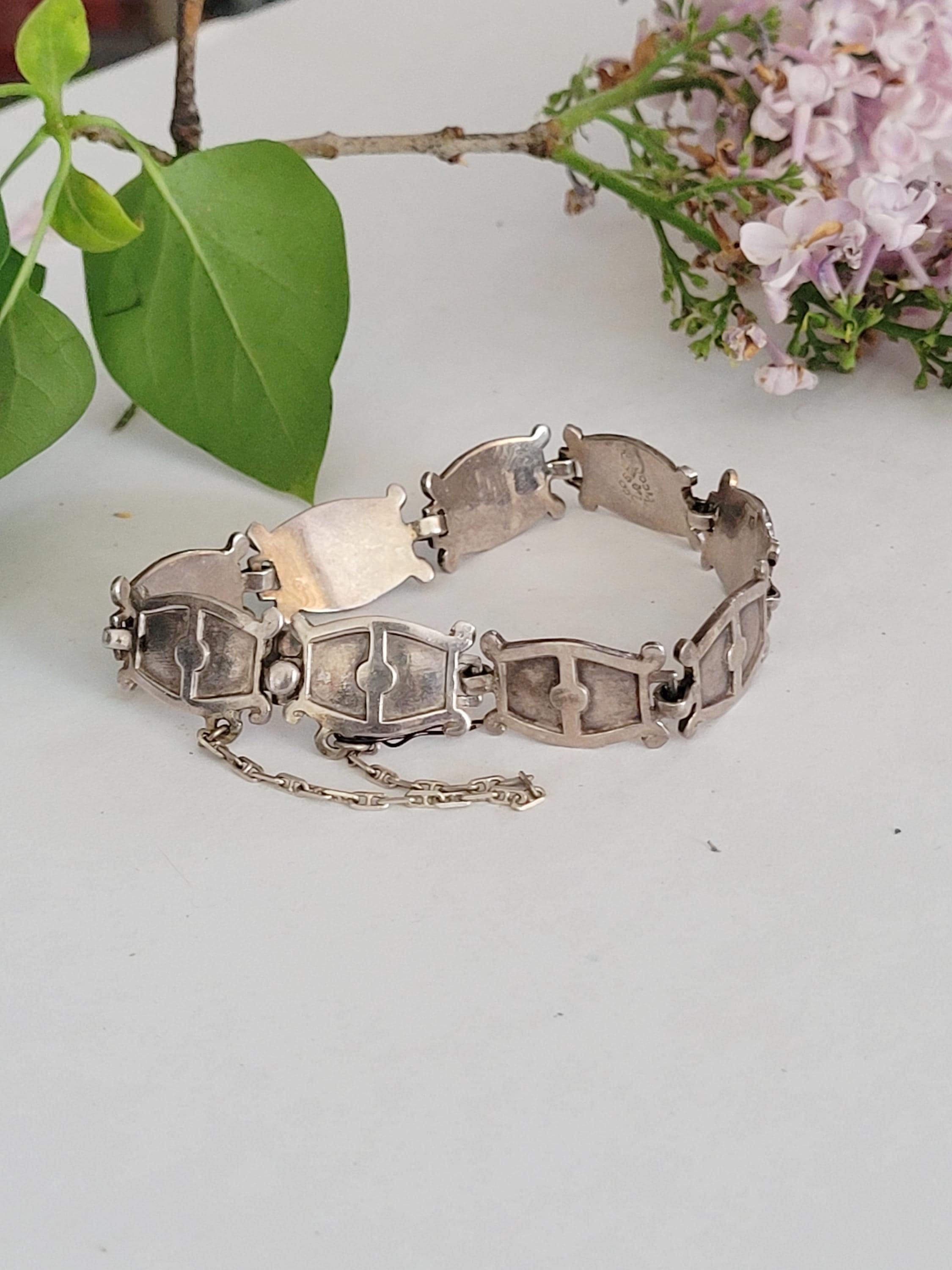 VTG Taxco Mexico Modernist Link Bracelet 925 Sterling Silver