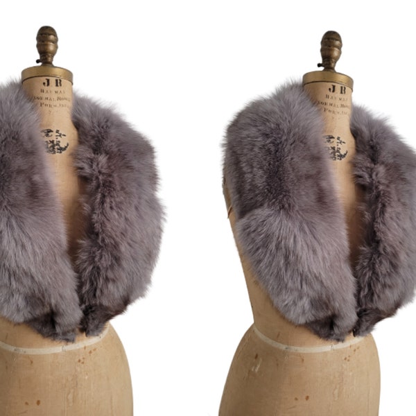 Vintage Gray fox fur collar scarf