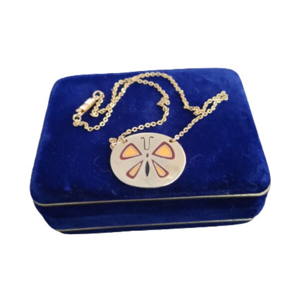 Collier Pendentif Vintage Sylvestre De Passillé Québec - Résine Noir Violet, Marque MAYA, Occasion