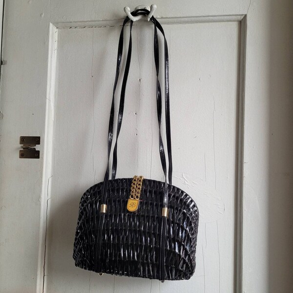 Vintage capaf straw black  handbag   bag