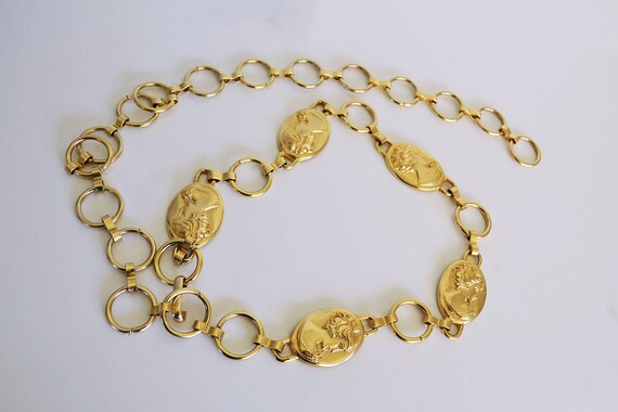 Vintage Goldtone chain belt heavy goldtone coins