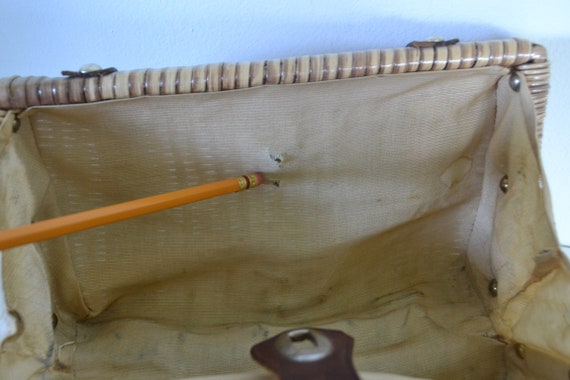 Vintage wicker bag , Micro wicker handbag with le… - image 10