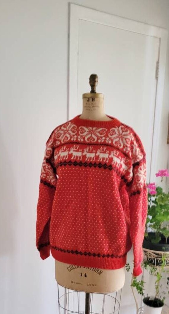 christmas sweater reindeer icelendic sweater Wool… - image 4