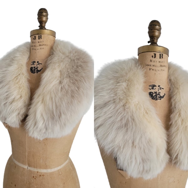 Vintage Creamy white fox fur  scarf collar