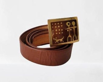 1970 De Passille sylvestre enamel buckle leather belt