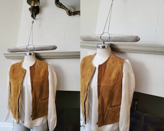 Vintage suede Faux Shearling vest waistcoat by Br… - image 1