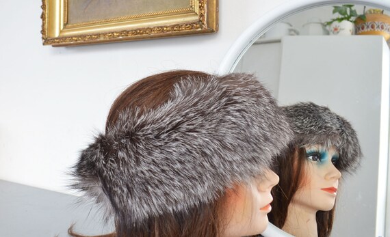 Vntage Silver Fox fur headband Hat
