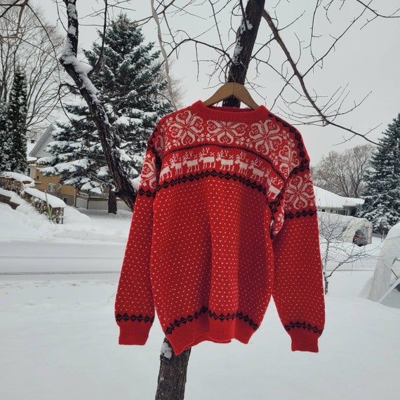 christmas sweater reindeer icelendic sweater Wool… - image 2