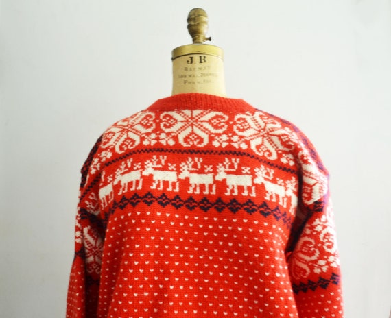 christmas sweater reindeer icelendic sweater Wool… - image 8