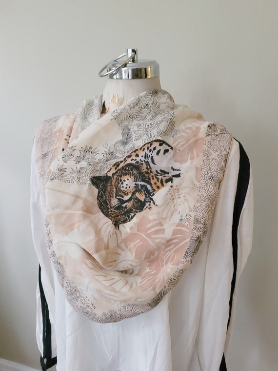 vintage Oscar De La Renta silk scarf animal Print… - image 3