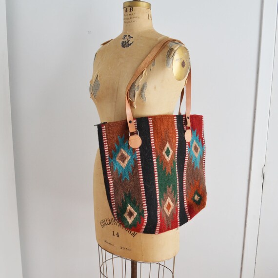Vintage Kilim Tote Bag, Tapestry Market Tote Bag