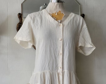 Vintage cotton creamy white dress  Maxi summer size M