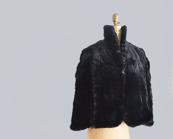 Victorian black sheared beaver fur cape shawl cape