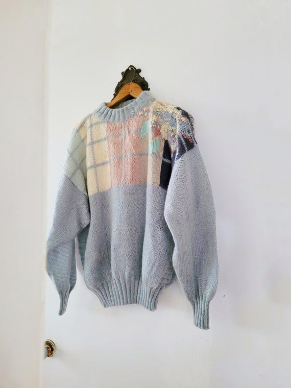 80s Pastel Mohair Sweater Pastel Blue By Antonella Ore  pullover Made in Italy