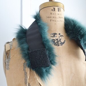 Vintage Green fox fur headband cowl scarf image 4