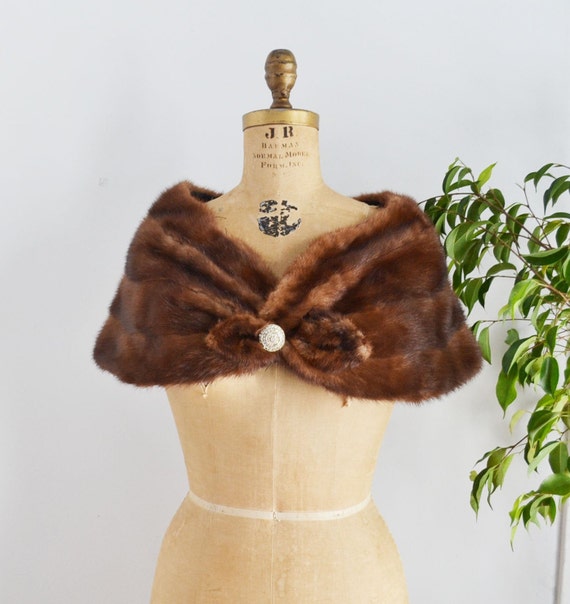 Vintage mink fur stole wrap capelet