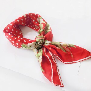 Vintage Silk red Scarf Headband New  ! 80s Vintage Vtg Rare Red Pure Silk Seta Seide Soie Abstract  main image 3