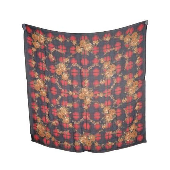 Vintage Laura Ashley silk scarf floral semi sheer… - image 4