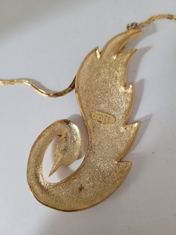 Vintage Orena Paris necklace bird pendant - image 4