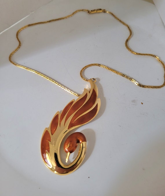 Vintage Orena Paris necklace bird pendant - image 3