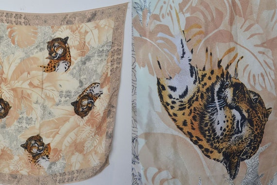 vintage Oscar De La Renta silk scarf animal Print… - image 5